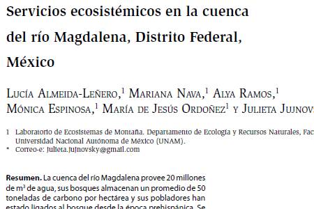Servicios ecosistémicos en la cuenca