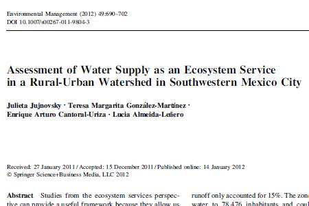Assessment of water supply