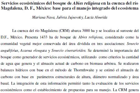 Servicios ecosistémicos bosque de Abies